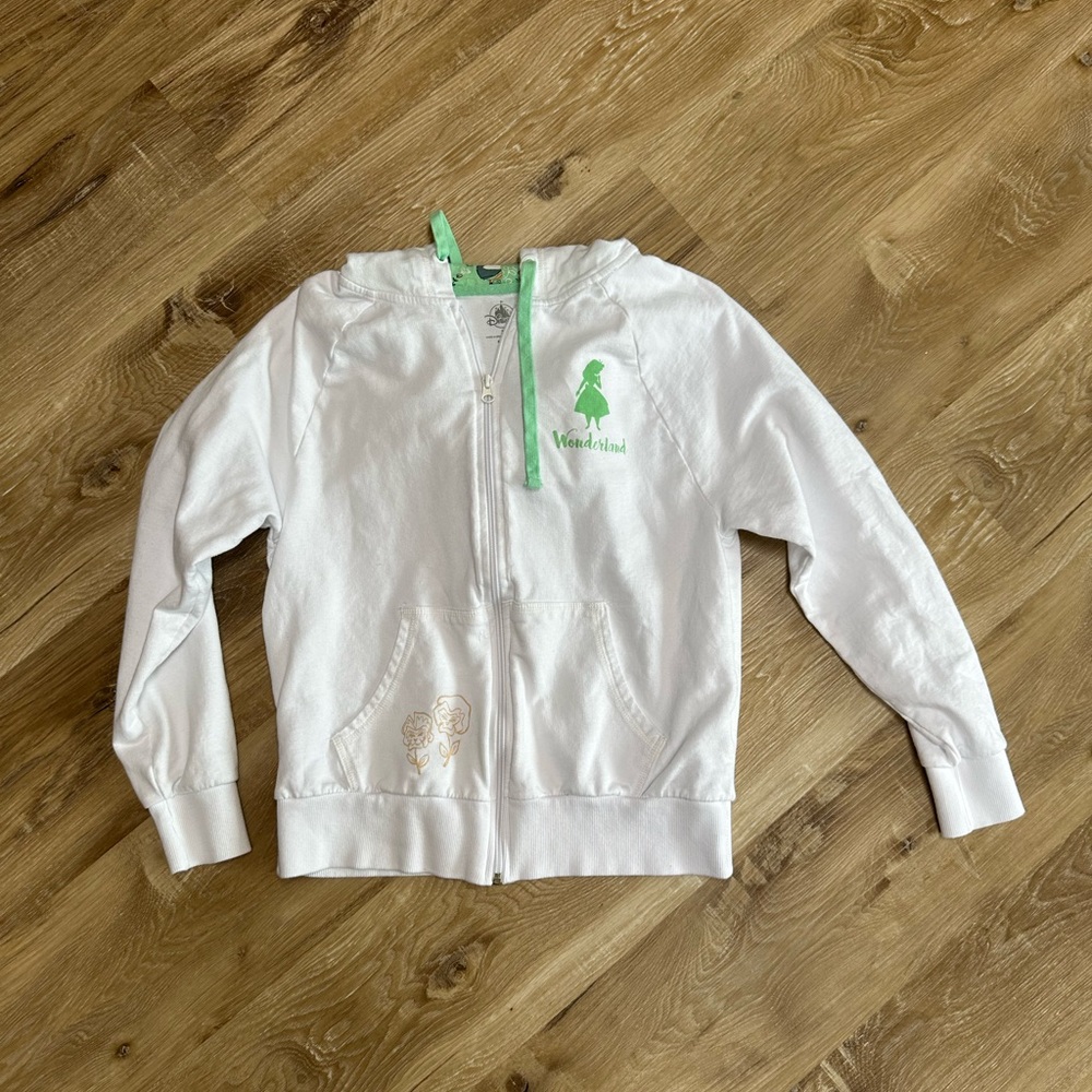 Disney White Zip Hoodie with Mint Green Accents
